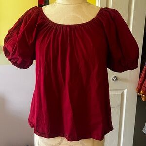 A New Day Burgundy Puff Sleeve Blouse